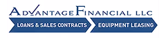 Logo for Advantage Financial LLC featuring services: loans & sales contracts, equipment leasing.